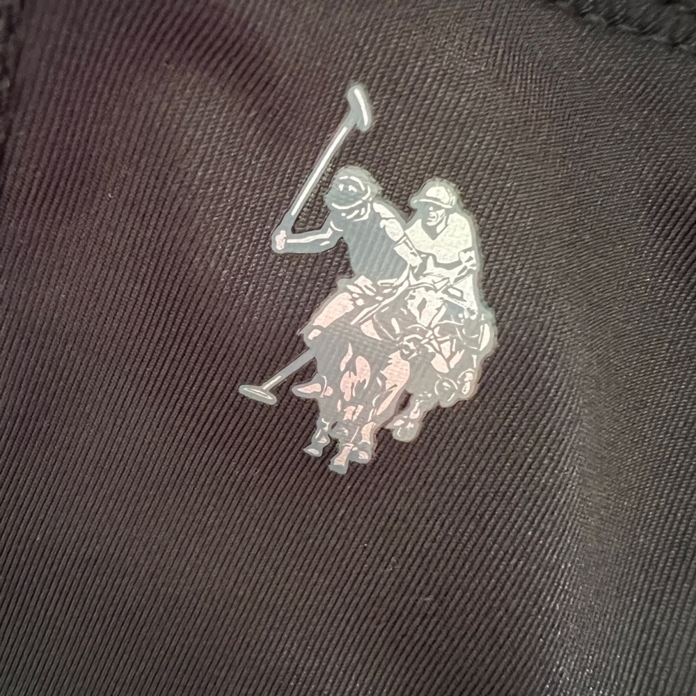 NWT U.S. Polo Assn Active Capri Leggings L Black Pink Workout Zip Hem - Picture 8 of 14